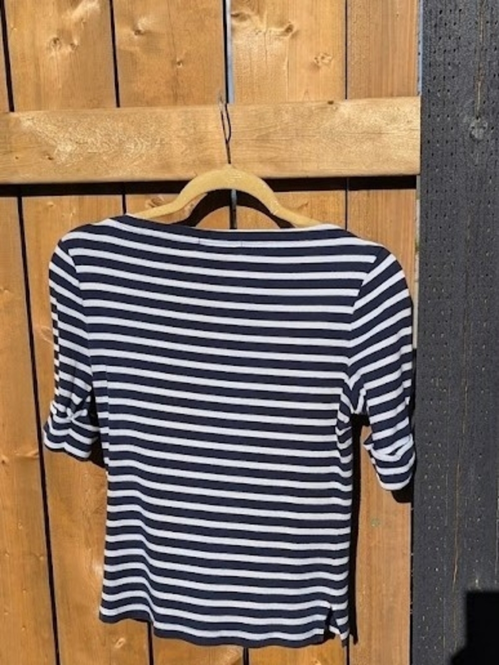 Lauren Ralph Lauren Navy Striped Boatneck Top Coastal Grandmother Nautical S - Picture 5 of 10